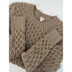 J Crew Beige Gold Basket Weave Crew Neck Sweater XL